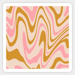 70s Retro Swirl Pink and Gold Color Abstract Sticker